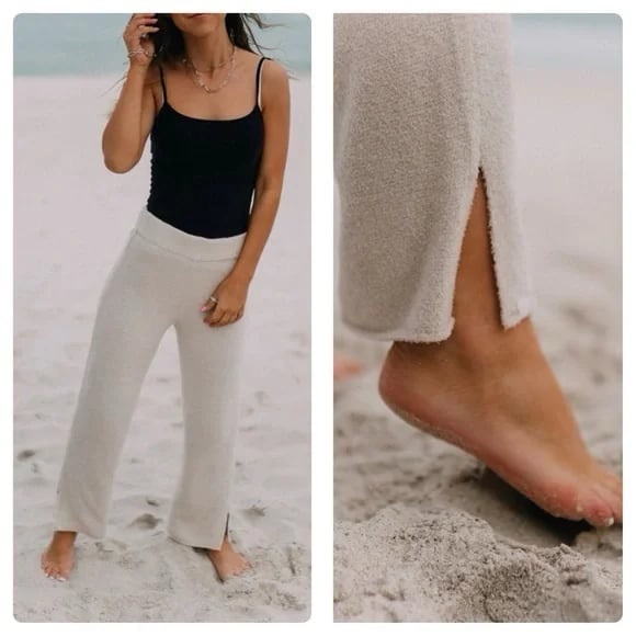 NWT Barefoot Dreams CozyChic Lite Cropped Pant Heathered Pewter Pearl Size Large - Picture 1 of 8